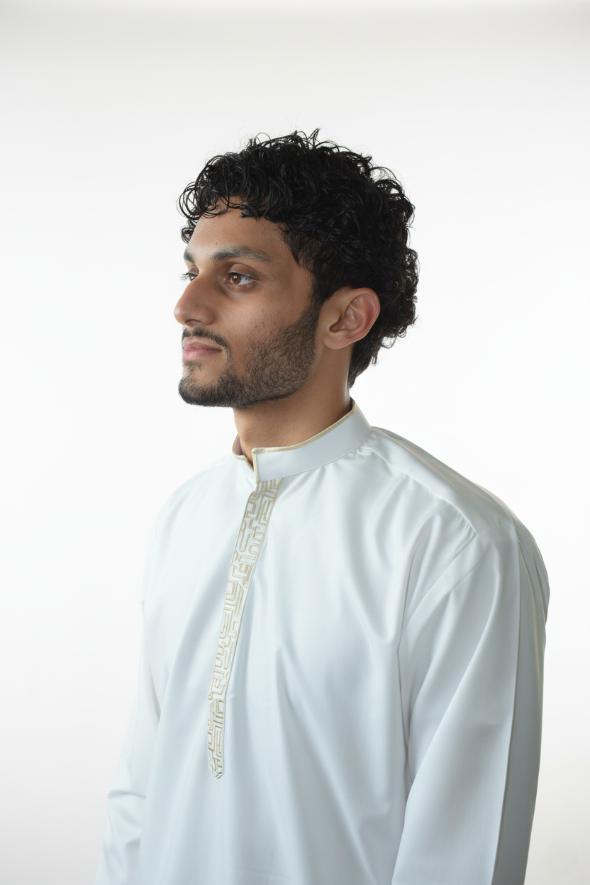 Kuba Kingdom | Slim Fit Luxury Short Kurta – Ivory White