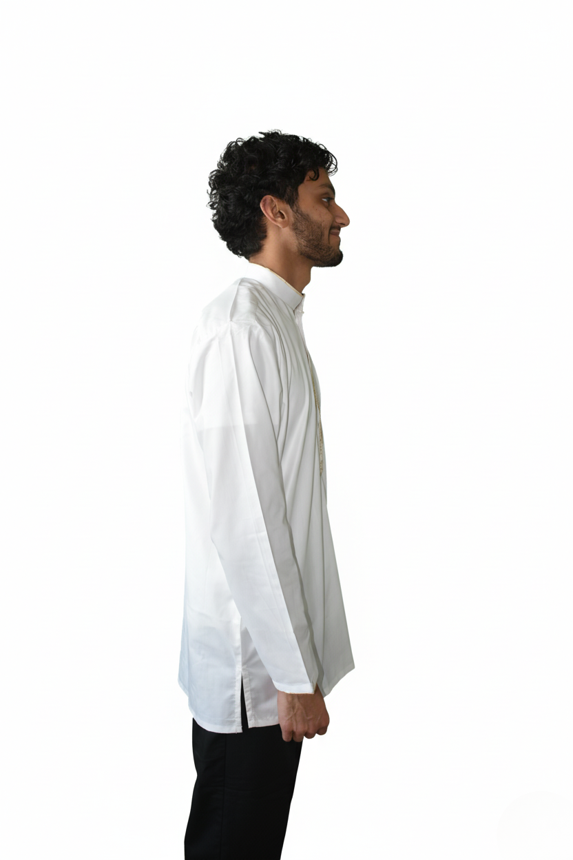 Kuba Kingdom | Slim Fit Luxury Short Kurta – Ivory White