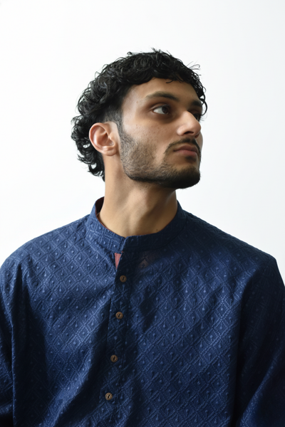 The Sapphire | Royalty Short Kurta, Navy Blue