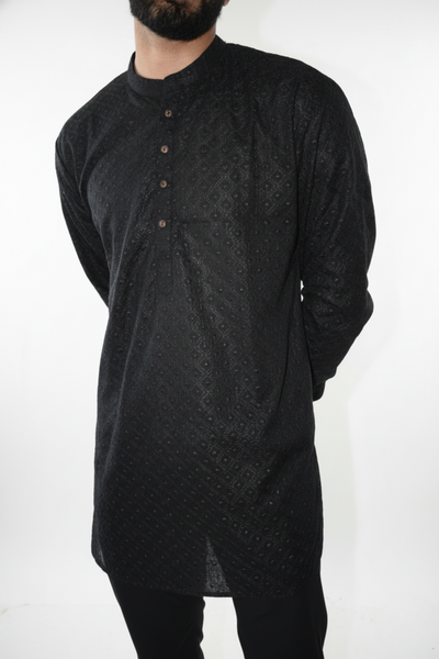 The Eclipse | Royalty Short Kurta, Midnight Black