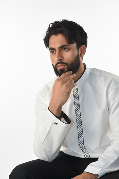 Threads of Palestine | Loose Fit Premium Short Kurta – Stone White