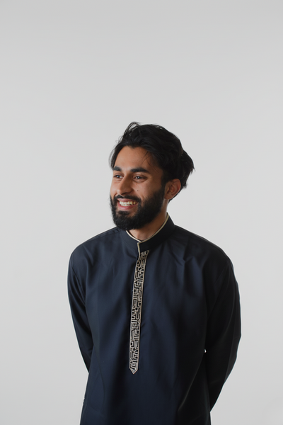 Kuba Kingdom | Slim Fit Luxury Short Kurta – Midnight Black