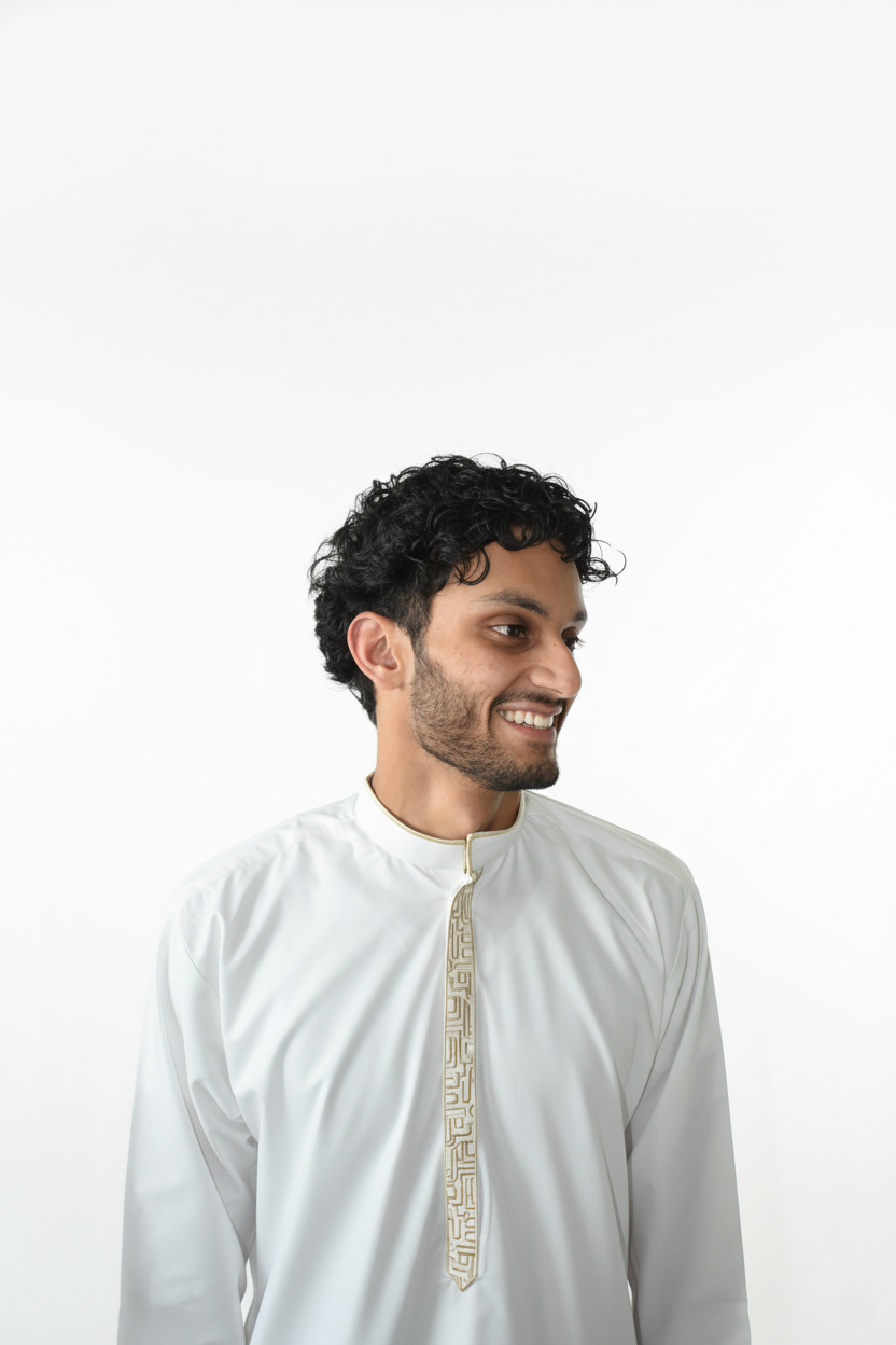 Kuba Kingdom | Slim Fit Luxury Short Kurta – Ivory White