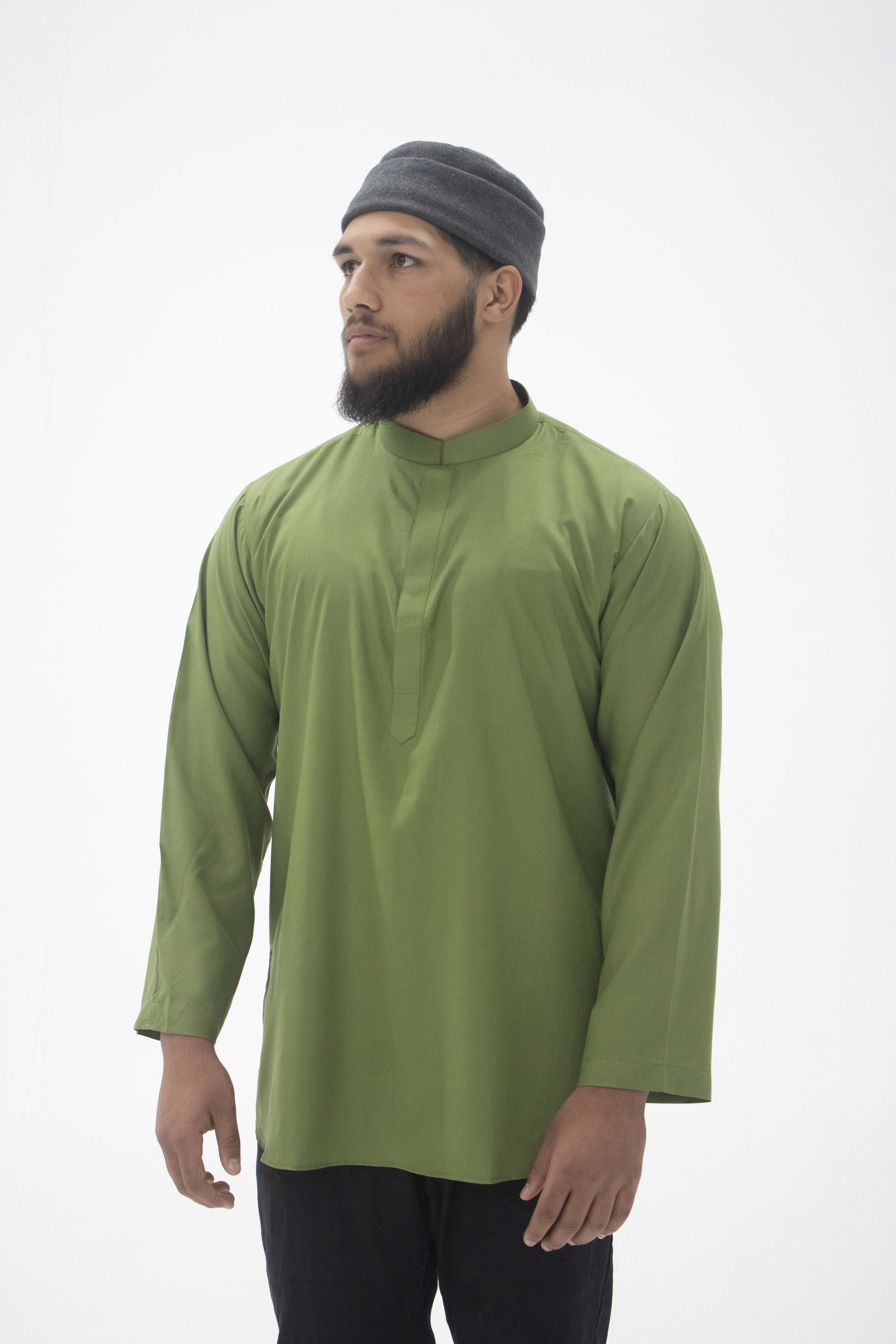 Essential Solids | Quality Short Kurta – Olive Green